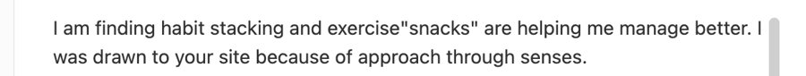 I was drawn to your site because of approach through senses.